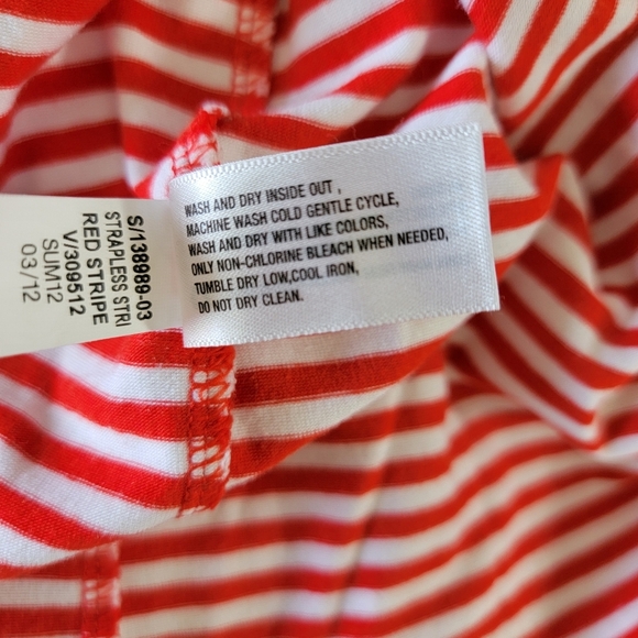 GAP Red White Striped Strapless Sundress Nautical Rope Drawstring  Size S - Picture 9 of 11